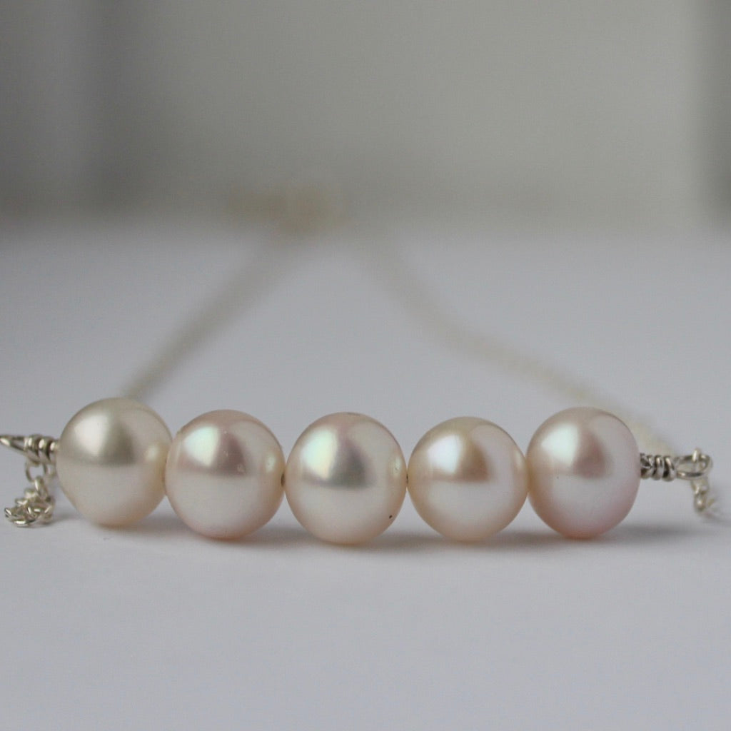 Double Strand Pearl Necklace  AAA 6.5-7mm Natural White Semi-Round Fr –  Bourdage Pearls